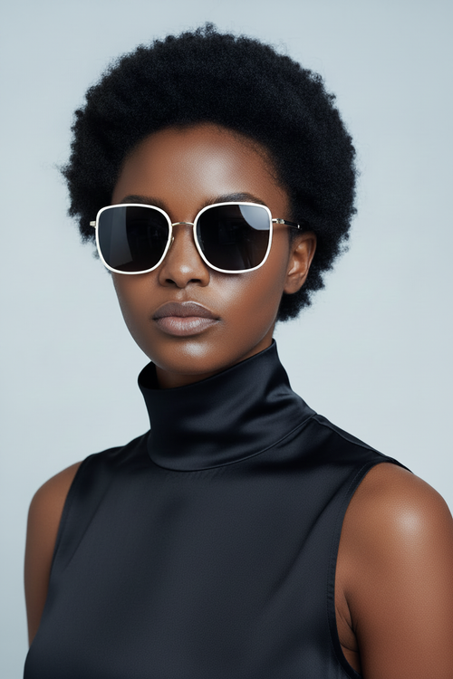 White Luxe Shades - model front view