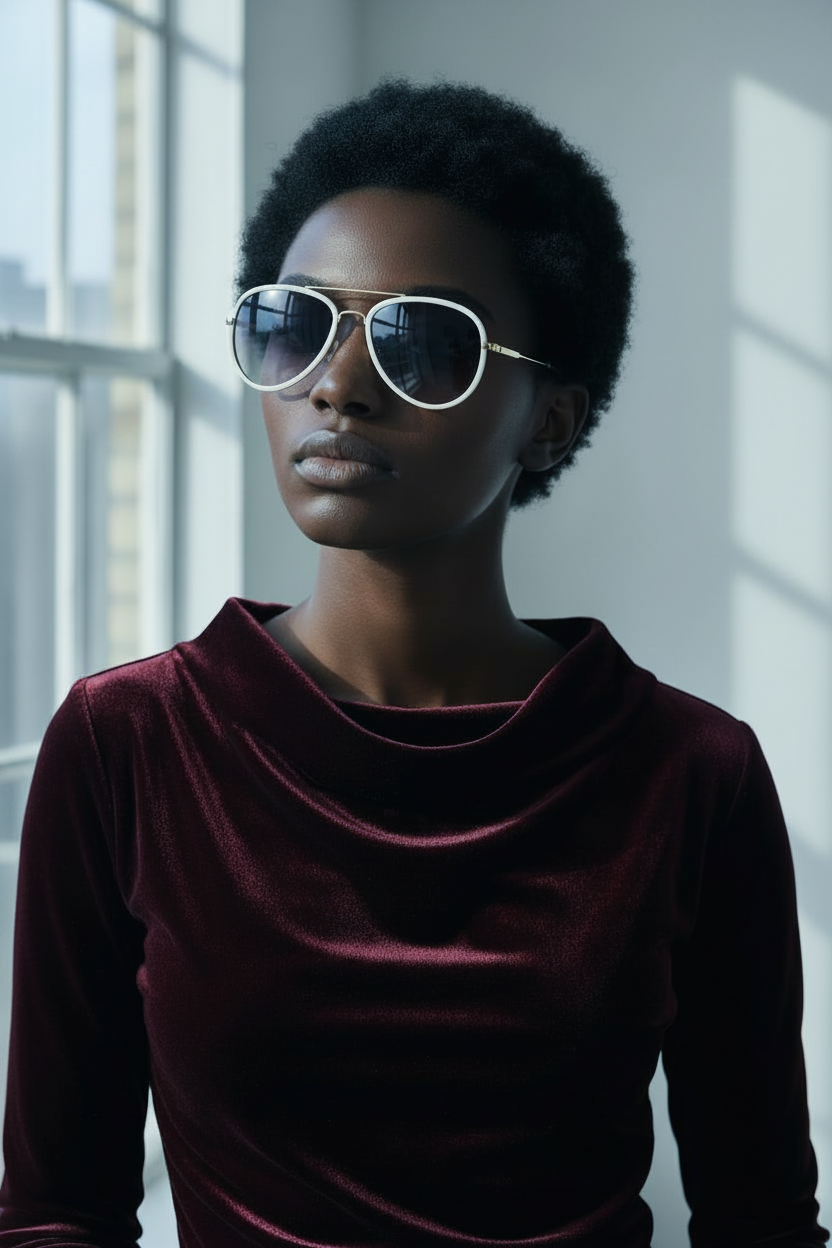 White Gold Aviators - model front view