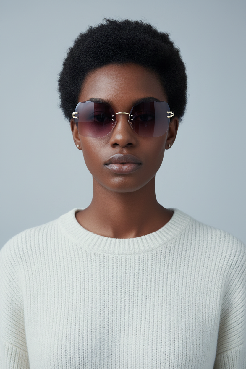 Mauve Rimless Luxe - model front view