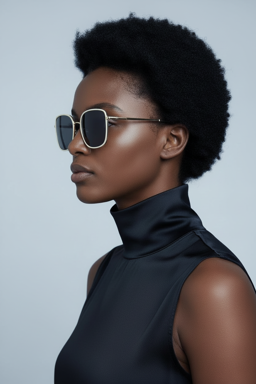 White Luxe Shades - model side profile